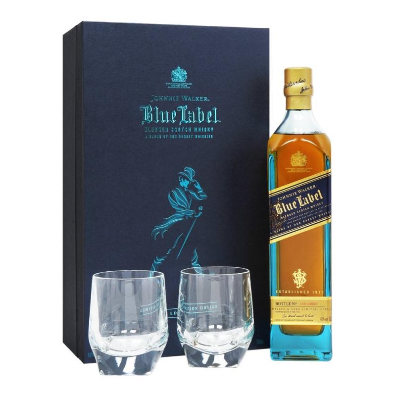 It is a photo of Fan Johnnie Walker Blue Label Crystal Glasses It is an image of Fan Johnnie Walker Blue Label Crystal Glasses
