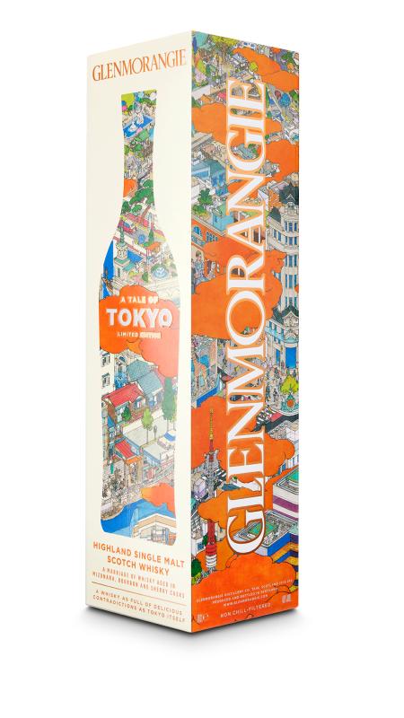 Grafika zaprojektowana przez japońskiego artystę Yamaguchi Akira umieszczona na kartonie limitowanej Glenmorangie A Tale of Tokyo. Na grafice między innymi Tokio Tower, park Ueno, dęby Mizunara, alembiki Glenmorangie, Most Nihonbashi, metro, ogrody i wiele innych. 